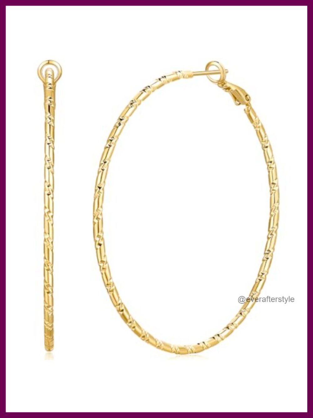 14K Gold Plated Hoop Earrings for Women Textured Hollow Thin-Tube Lightweight